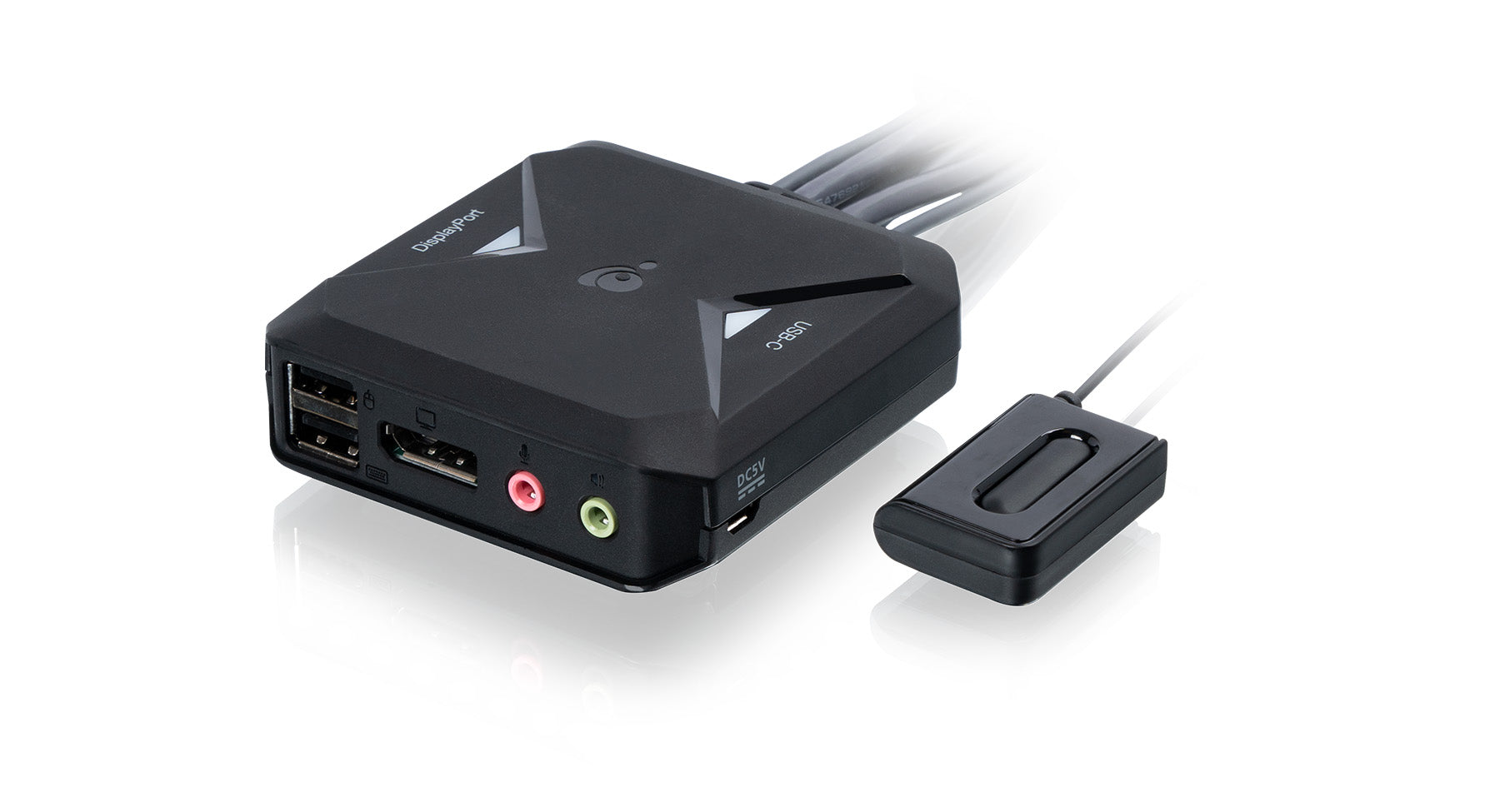 2-port 4K KVM Switch with DisplayPort, USB-C and Audio